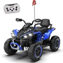 24V Electric Ride On ATV Toy with Parents Control, Music, Power Display and Bluetooth For Kids Aged 3-12, Blue