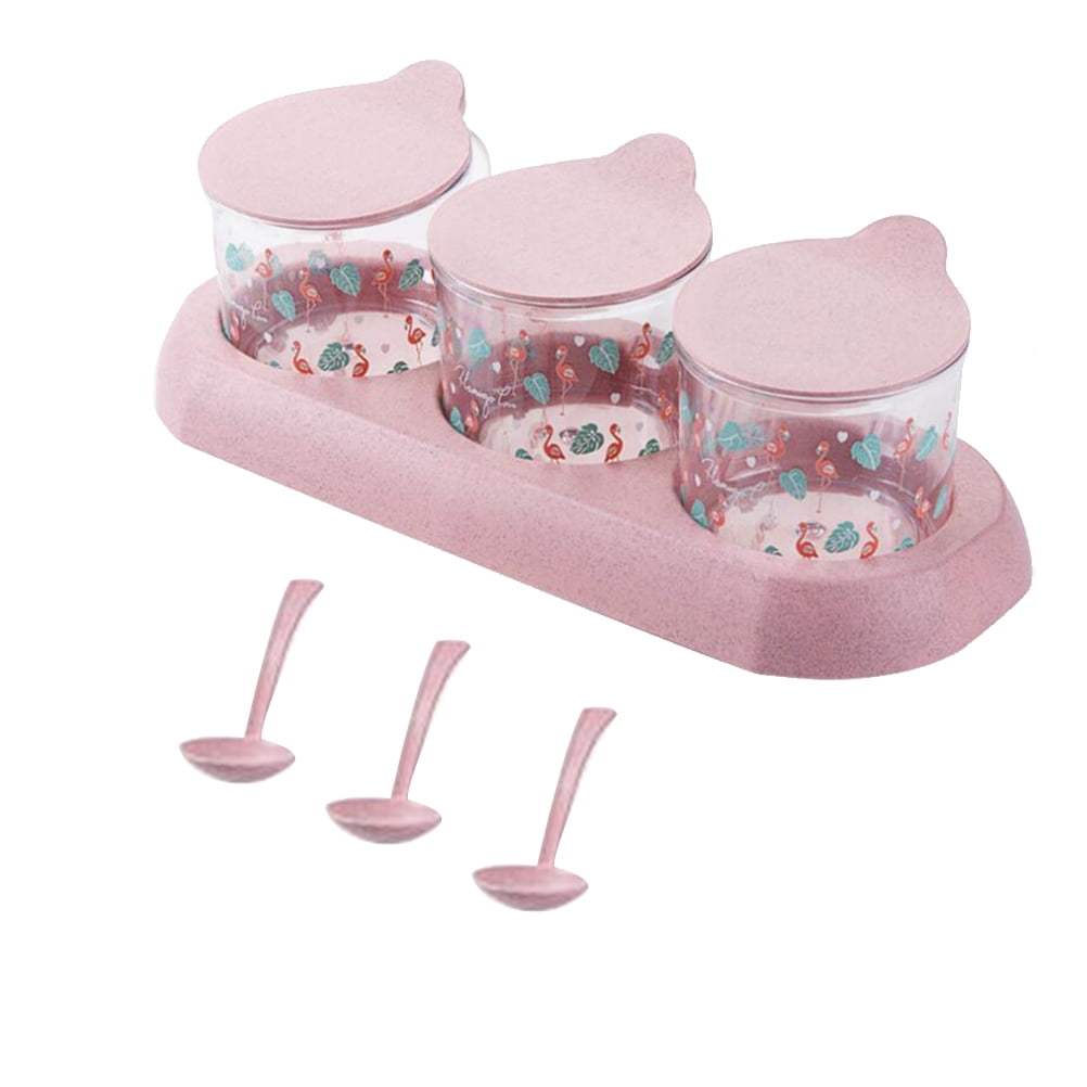 1 Set of Straw Spice Jar Set Clear Seasoning Jars Household Condiment Pot Kitchen Seasoning