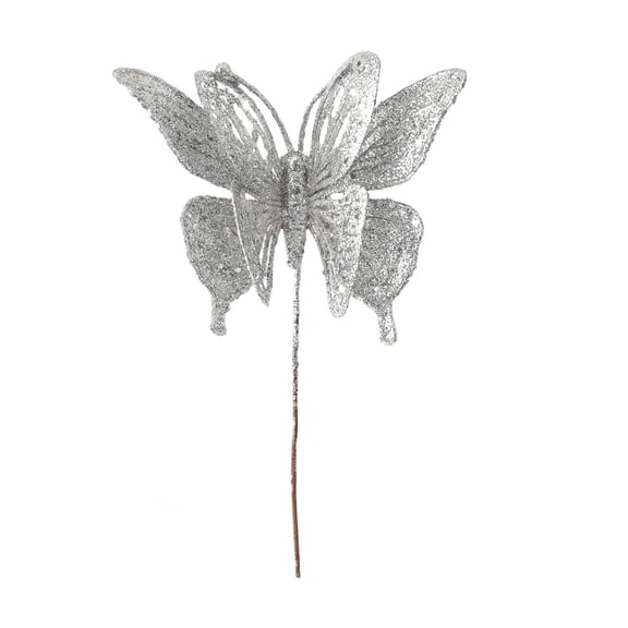 Deeceymbur Christmas Butterfly Clips Branch Decoration with Sequins Glitter for Tree Wreath Floral Arrangement Holiday Party Decor