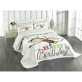 thumbnail image 3 of Ambesonne Birthday Quilted Bedspread Set 3 Pcs, Monkey Cone Flag, Queen Size, Multicolor, 3 of 5