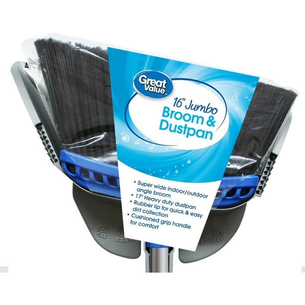 Great Value 16" Jumbo Broom with & Dustpan