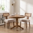 thumbnail image 6 of Guyou Modern Rattan Backrest Dining Chairs Set of 2, Mid-century Farmhouse Linen Upholstered Kitchen Chairs Solid Wood Side Chairs for Kitchen Dining Room Living Room, Beige, 6 of 15