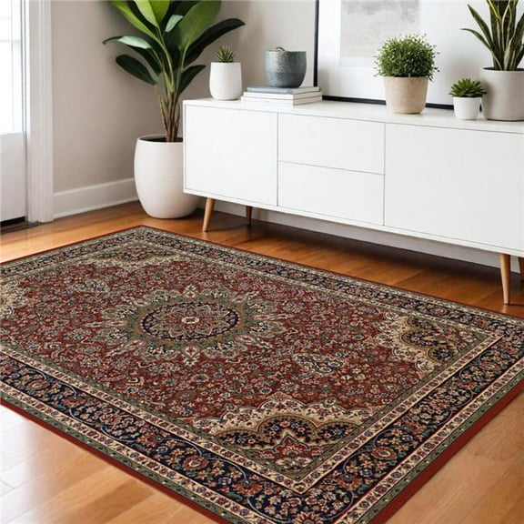 HomeRoots 574306 4 x 6 ft. Oriental Rectangle Area Rug, Red & Blue