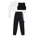 thumbnail image 4 of Zaldita Girls Hip Hop Jazz Street Dance Clothes 3 Piece Outfit Crop Hoodie Tank Top Jogger Pants Set White 6, 4 of 7