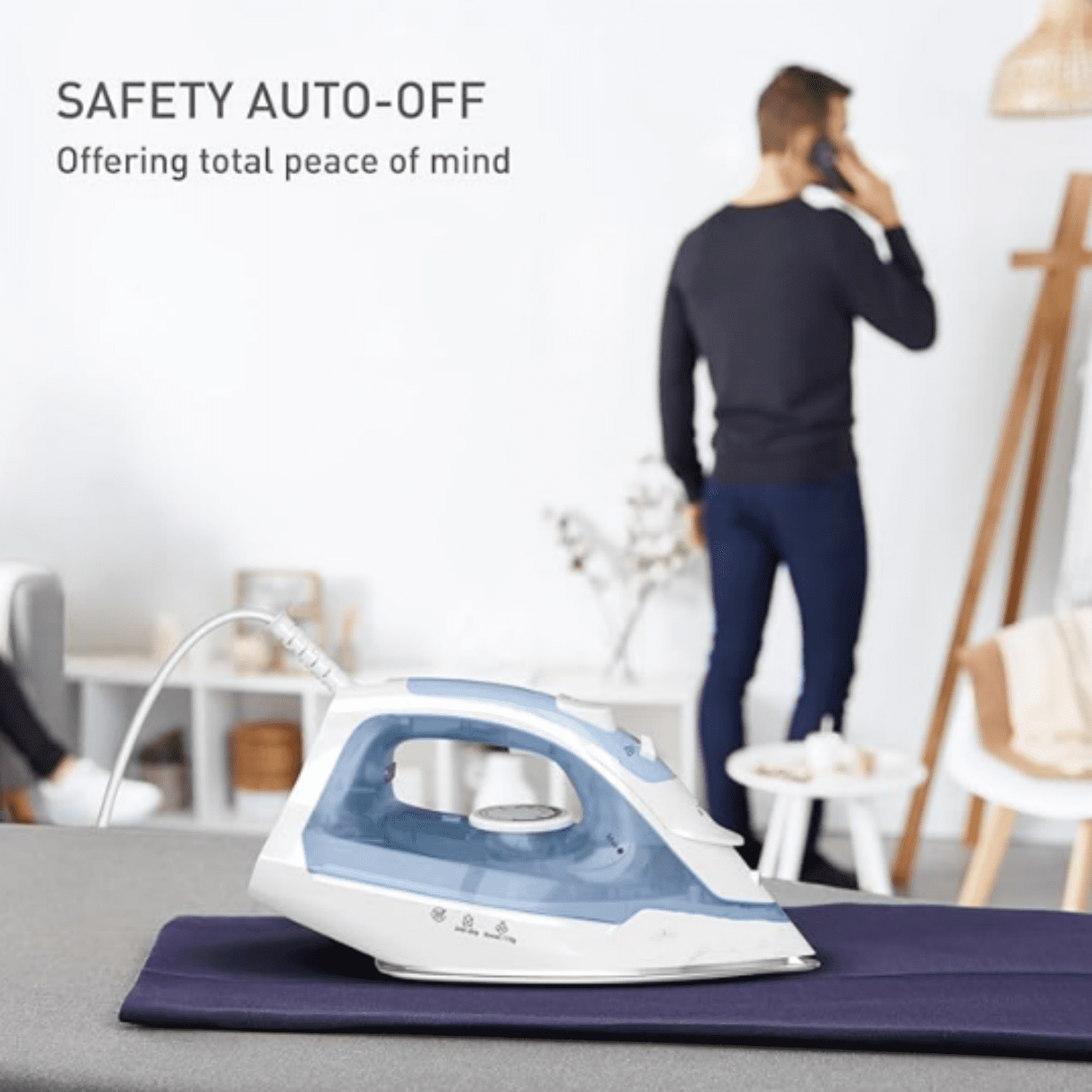 Steam Iron for Clothes Garment Steamer, Burst of Steam & Spray, Portable Iron and Steamer for Clothes, Ceramic Nonstick Soleplate, 1400 Watts, Anti-Drip, Auto-Off, Easy Ironing, Blue