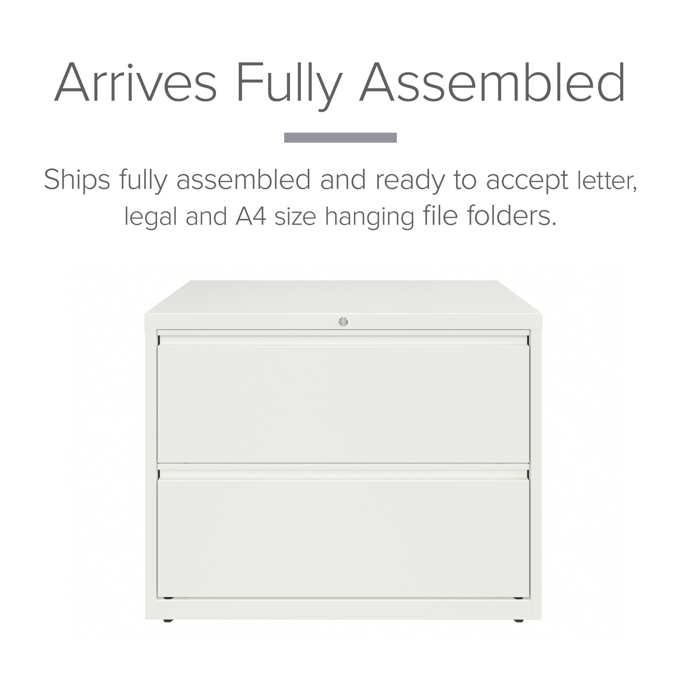 Hirsh 36 Inch Wide 2 Drawer Metal Lateral File Cabinet for Home and Office, Holds Letter, Legal and A4 Hanging Folders, White