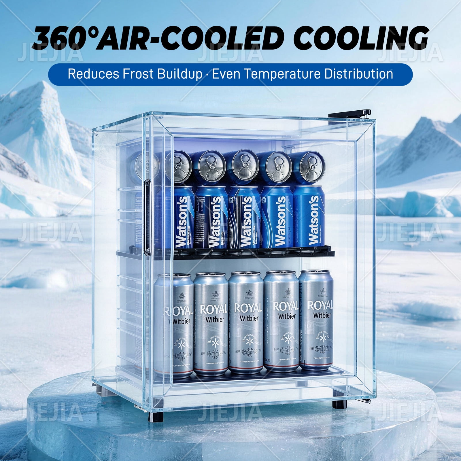 JIEJIA 60 Can Mini Fridge and 1.8 Cu.ft Beverage Cooler Refrigerator with Glass Door for Home, Office