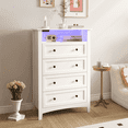 thumbnail image 4 of White Chest of Drawers,4 Drawer Dresser Vertical Wooden TV Stand with Charging Station & LED Lights for Bedroom, 4 of 7