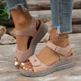 thumbnail image 2 of Rotm Womens Platform Sandals Women's Orthopedic Arch Support Sandals Orthotic Comfortable Walking Casual Adjustable Summer Beach Flat Sandals Beige,9.5, 2 of 6