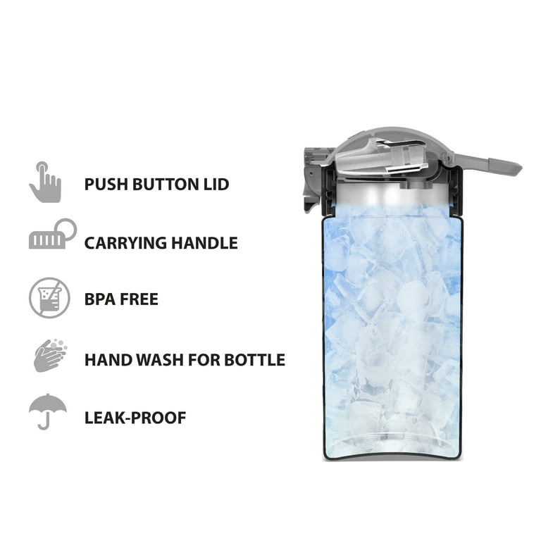Zak Designs Stainless Steel One Hand Operation Lid and Built-in Carrying  Loop Water Bottle with Straw Spout is Perfect for Kids (15.5 oz, BPA Free),  1