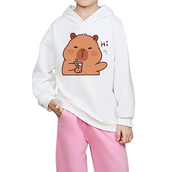 Toddler Girl Graphic Hoodie Cute Print Pullover Lightweight Long Sleeve Loose Fit Casual Outerwear Pullovers Tops Size 4-5T ,White