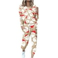 thumbnail image 2 of lcziwo Christmas Workout Clothes for Women,2 Piece Lounge Sets for Women 2023 Christmas Theme Print Two Piece Outfits Jogger Set Plus Size Long Sleeve Sweatshirt and Long Pants, 2 of 6