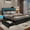 Black&Full(PU), variant on Full Bed Frame with LED Headboard Modern Upholstered Platform Bed Frame with 4 Storage Drawers & USB and Type-C Ports,Faux Leather Bed Frame for Bedroom,Black