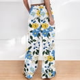 thumbnail image 4 of Pants for Women Elastic Waist Printed Wide Leg Drawstring Pocket Full Length Pants, 4 of 4