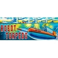 thumbnail image 2 of Retrotrans 32x15 White Modern Wood Framed Museum Art Print Titled - Robot Torpedo, 2 of 4