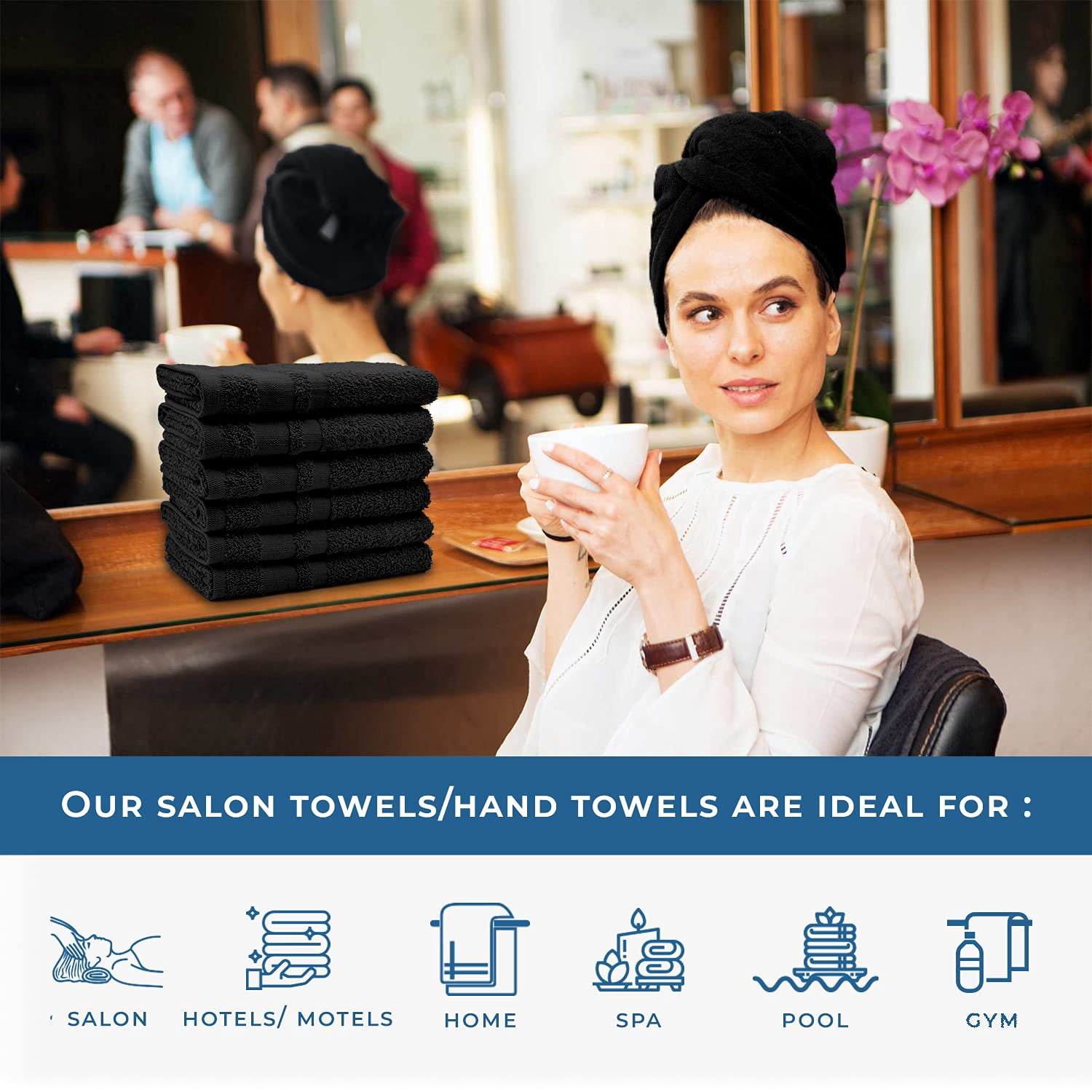 Dan River Soft Multi-Purpose Salon Towels, 100% Cotton, Pack of 24, White, 16x26 Inches