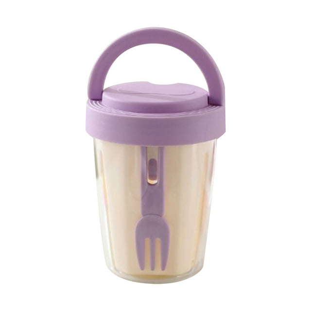 fheaev Leachable Fruit Cup With Fork Portable Picnic Box Large Capacity Storage Plastic Cup Sealed And Leak Proof Salad Box
