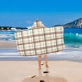 thumbnail image 2 of Yayeee Kids Hooded Towel with Hand Pockets Beach Soft Absorbent Bath Wrap 50 x 23.5 inch, Cream Plaid, 2 of 5