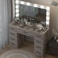 thumbnail image 7 of Ktaxon Large Makeup Vanity, Get Ready with Me GRWM Vanity Table Set w/ Visible Glass Top w/ Charging Station, Gray, 7 of 7