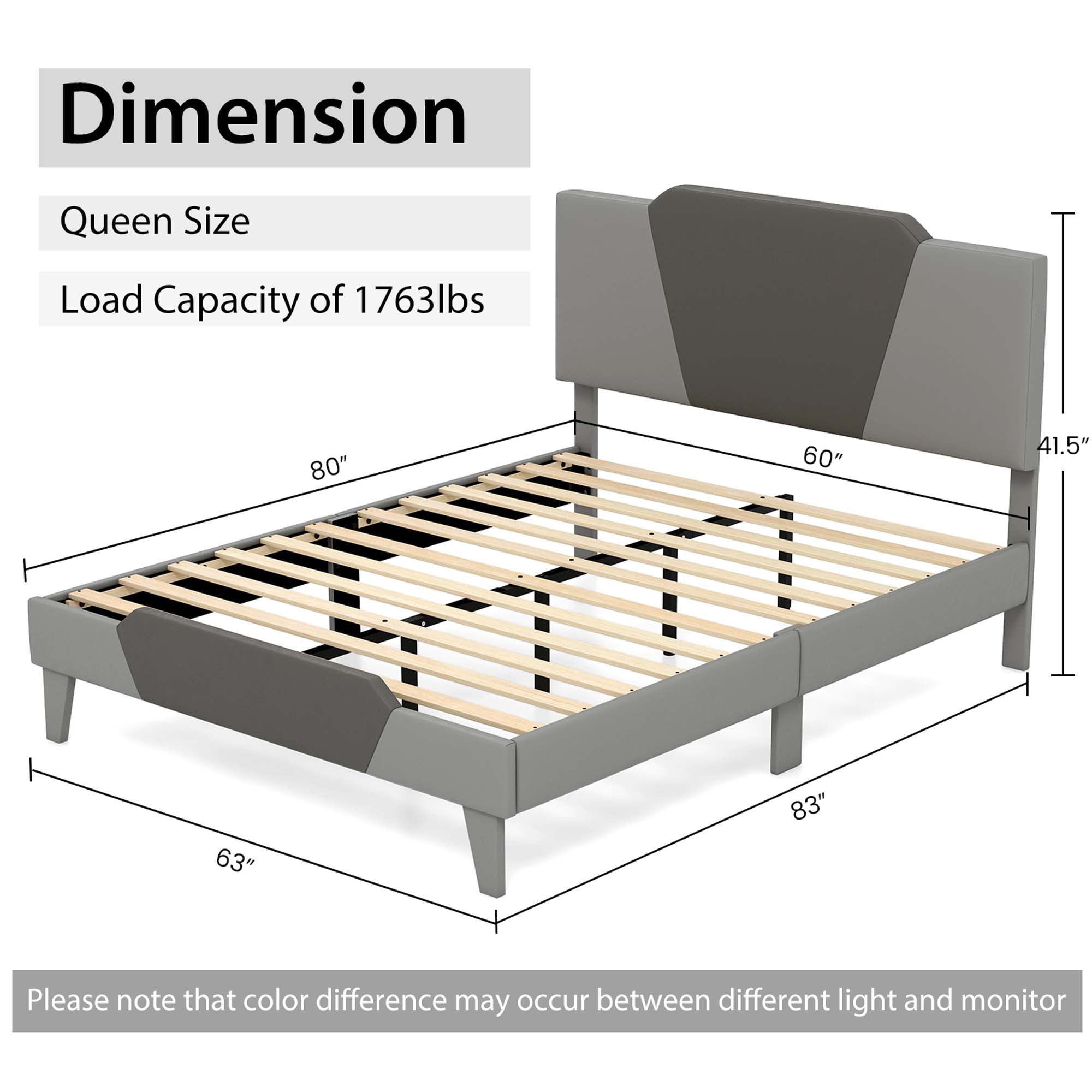 Costway Queen Size Upholstered Platform Bed Frame Velvet Headboard Mattress Foundation