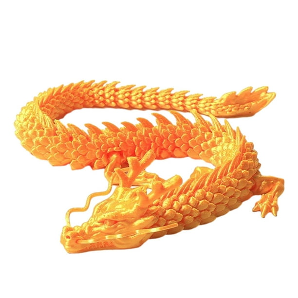 Modelo de dragón Matsuzay articulado impreso en 3D decoración del hogar oro de seda 45CM