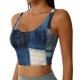 thumbnail image 2 of Balery Indigo Patchwork Quilt Sujetadores deportivos con espalda cruzada para mujer, acolchados, sin costuras, de alto impacto, ideales para yoga, gimnasio, entrenamiento y fitness.-Small, 2 of 8