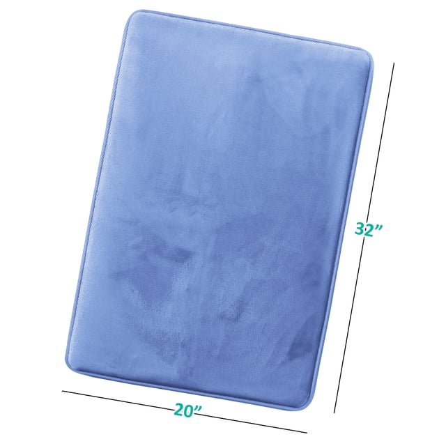 1 Large Clara Clark Bath Mat Bathroom Rug - Absorbent Memory Foam Bath Rugs - Non-Slip, Thick, Cozy Velvet Feel Microfiber Bathrug, Plush Shower, Toilet- Floor Bathmats Carpet - Calm Blue - 20"x32"
