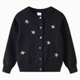 thumbnail image 2 of Cdudpw Girl's Flower Button Down Knitted Cardigan Loose Cute Crop Sweater Outwear(M240-Black), 2 of 5