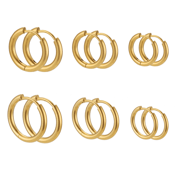 Cterwk 6 Pairs Small Gold Hoop Earrings Set for Women 14K Gold Plated Lightweight Earrings for Everyday Earrings Set