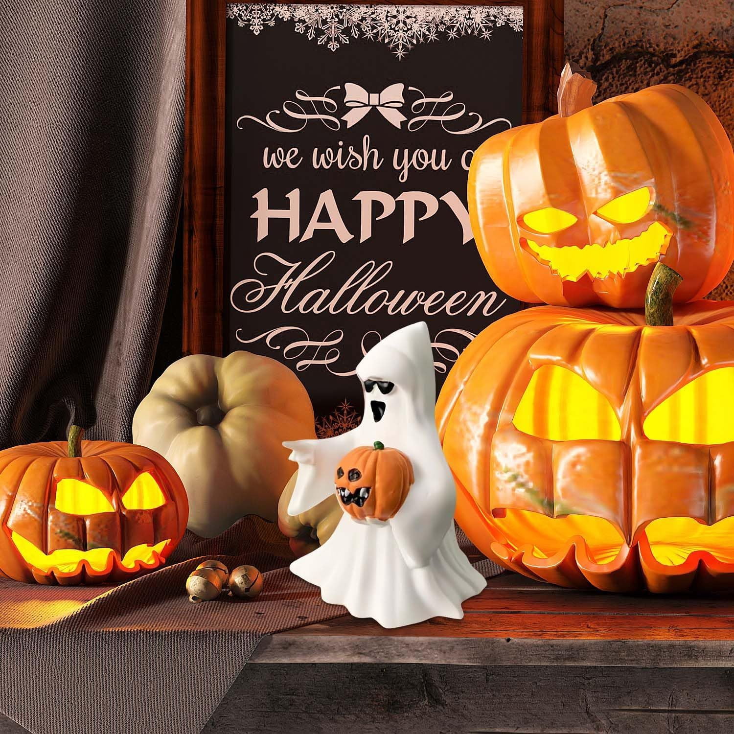 Handmade Resin Ghost Figurines for Halloween Home Decor and Gift Collection