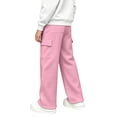 thumbnail image 4 of Ticikt Kids Cargo Sweatpants, Drawstring Elastic Waist Solid Color Straight Leg Soft Breathable Casual Sports Trousers for Boys Girls,Pink, 4 of 6