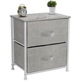 thumbnail image 2 of Sorbus 2-Drawer Classic Nightstand: Bedside Table with Steel Frame, Wood Top, Fabric Bins, 2 of 11