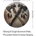 thumbnail image 2 of Native American-War Axe & Feather Tin Sign Vintage Round Metal Sign Indoor/Outdoor Wall Decor Metal Poster 8x8 Inch, 2 of 6