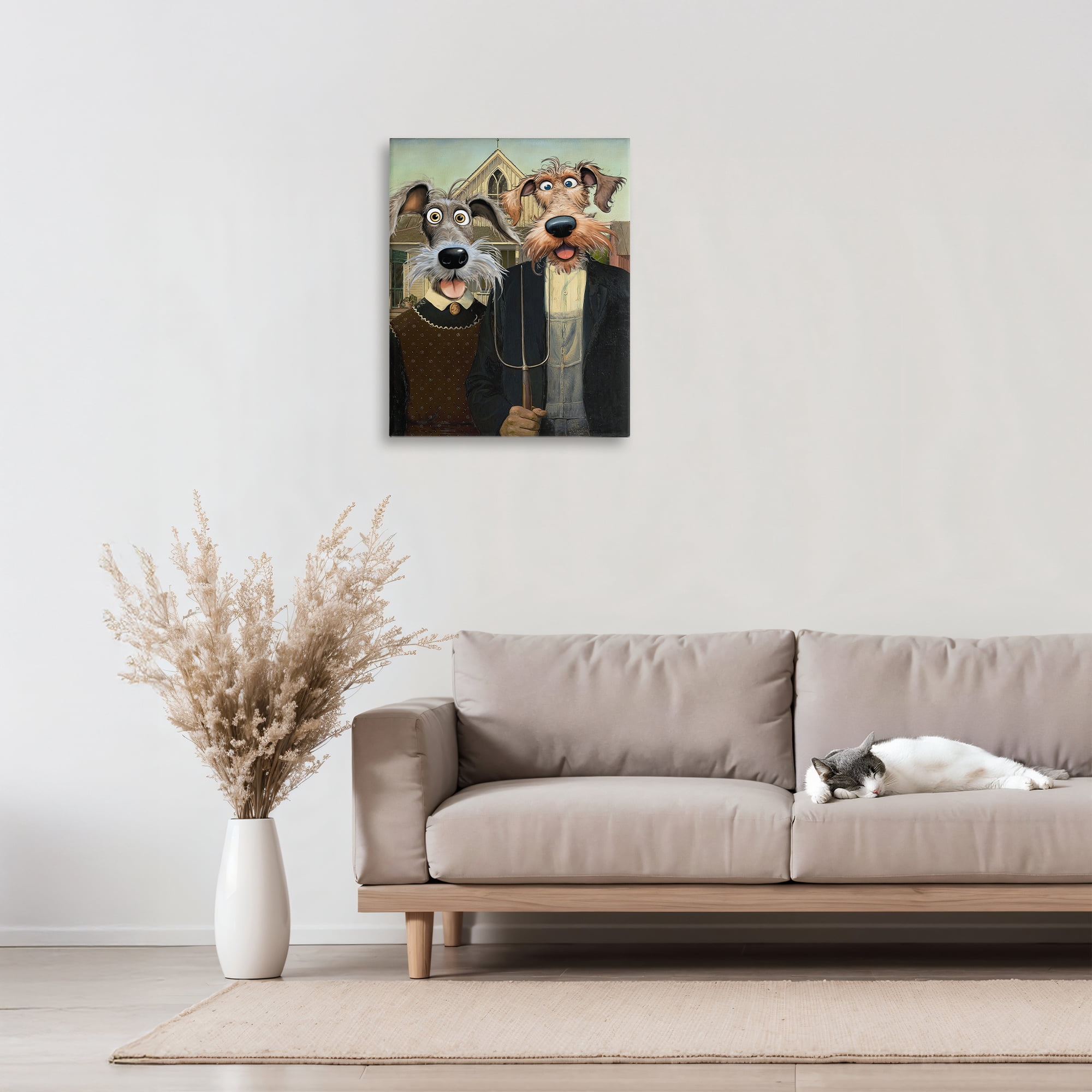 Stupell Industries American Gothic Pups Canvas Wall Art, design by Tina LeCour