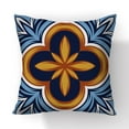 thumbnail image 2 of Fundas de almohada retro floral azul y naranja de tela de lino de 18.0 x 18.0 in WD.WDQZL necesidades diarias, 2 of 6