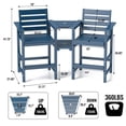 thumbnail image 4 of FOOWIN HDPE Plastic Tall Adirondack Chair Set of 2 W/ Outdoor Barstools and Connecting Tray, Blue, 4 of 9