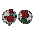 thumbnail image 3 of Rongfmy 5 Pieces Embroidered Rhinestone Rose Flower Patches Iron on Applique DIY Sewing, 3 of 8