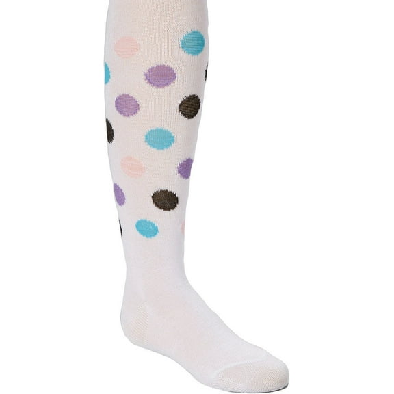 Wenchoice Girl's White Polka Dot Tights - M(5Y-7Y)