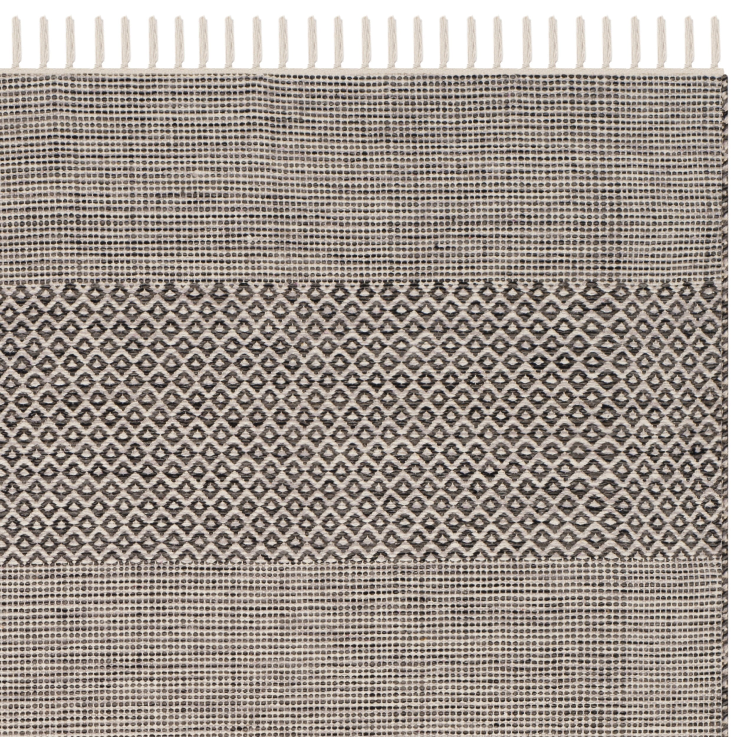 SAFAVIEH Montauk Karlene Geometric Striped Cotton Area Rug, Ivory/Anthracite, 4' x 4' Square