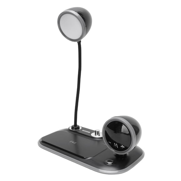 M Buder Lámpara de Lectura y Cargador Inalámbrico Rápido de 15W, Soporte para Teléfono de Escritorio con Iluminación Ajustable y Cuidado de los Ojos, Negro, 27.0 cm / 10.6 inches