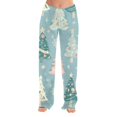 thumbnail image 2 of Women's Christmas Printed Plush Casual Pants with Drawstring Elastic Waist, Long Trousers for Home and Casual Wear, Comfortable Design,Mint Green,3XL, 2 of 6