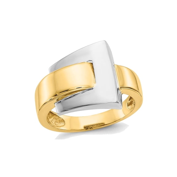 Gem & Harmony Ladies 14K Yellow and White Gold Polished Buckle Ring for Women