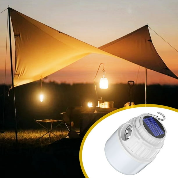 Farol solar recargable para acampar con power bank - Luz LED portátil de 10W para emergencias, senderismo y cortes de luz - IP65 impermeable, blanca