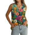 thumbnail image 7 of Women Deep V Neck Sleeveless Tee Floral Pleated Tank Tops Fltter Hem Camisole Oversized Tunic Blouses Trends Fashion Cami Going Out Summer Blouse, 7 of 7