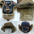 thumbnail image 6 of HEYANN Winter Trapper hat,Russian Ushanka Plaid Faux Fur Fuzzy for Men Women with Ear Flaps Eskimo Soviet Pilot Hat, 6 of 8