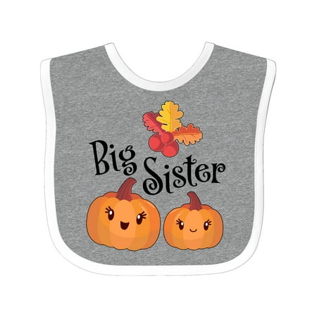 

Inktastic Big Sister Pumpkins with Fall Leaves Gift Baby Girl Bib