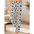 thumbnail image 3 of Women's Pajama Pants with Pockets, Black White Floral Soft Breathable Lounge Pants, 3 of 8