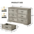 thumbnail image 5 of Dresser for Bedroom with 6 Drawers, Wood Drawer Dresser Chest of Drawers for Closet, Living Room, Hallway, Nursery, Kids Bedroom, Grey, 5 of 7