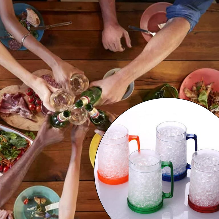 Drinking Glasses Cups, Double Wall Gel Freezer Beer Mugs, Freezer Ice Mugs  Cups, 16oz, Plastic Cooli…See more Drinking Glasses Cups, Double Wall Gel
