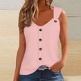 thumbnail image 2 of Simua Womens Summer Tops V-Neck O Ring Shoulder Tank Tops Casual Sleeveless Button Front T-shirt Blouse, 2 of 7